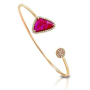 Rose Cut Slided Natural Ruby Rose Gold Bracelet
